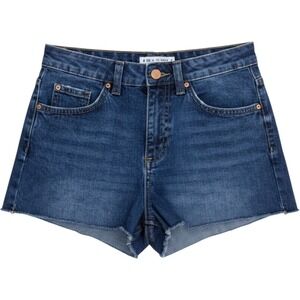 Denim Co Womens High Waisted Raw Hem Jean Shorts Medium Wash Blue Size 4